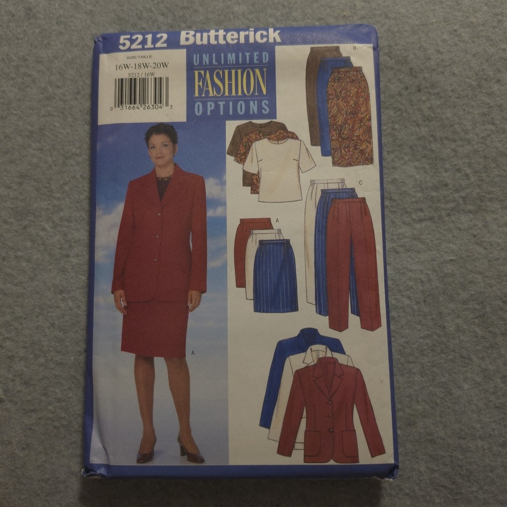 Butterick 5212 Unlimited Fashion Options Plus Size Suit Pattern 16W-20W 1997